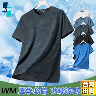 【臺灣出貨】M-5XL 大尺碼 冰絲涼感短袖 T恤 情侶短袖 夏季必備 透氣排汗涼感衣 短袖上衣 排汗衣 休閒運動衫
