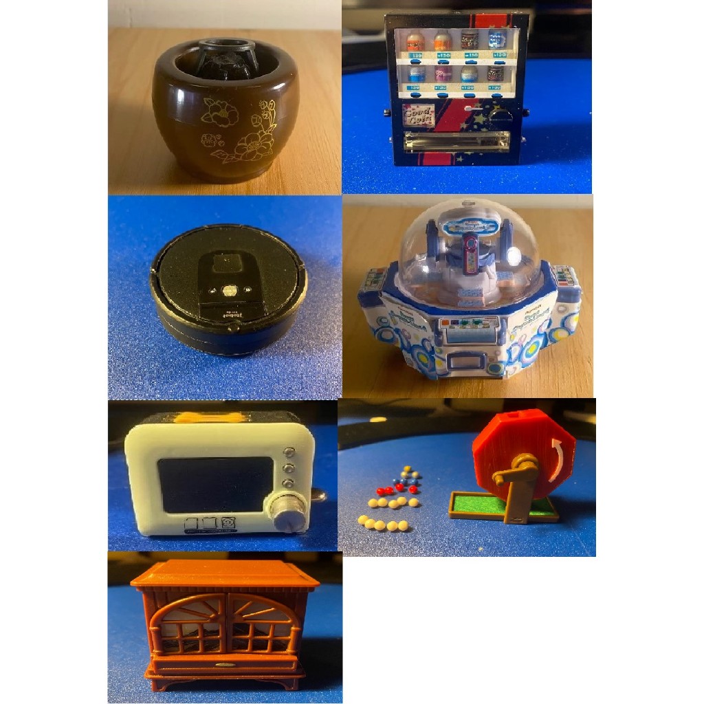 (二手)扭蛋[火爐/飲料自動販賣機/掃地機器人/糖果機迷你模型/烤吐司機/迷你福引搖珠機/迷你LED暖爐］