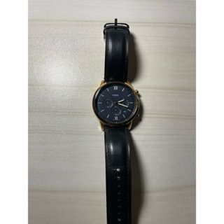 FOSSIL FS5454手錶 日期 計時 夜光 玫瑰金框 黑色皮帶