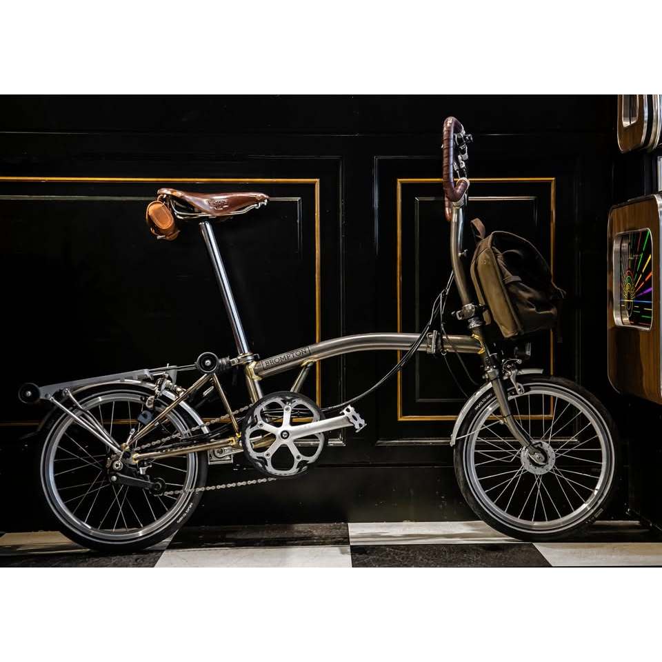 BROMPTON P6R 6速 清漆 原廠P把+貨架+發電花鼓(前後燈)+BARBOUR+BROOKS包