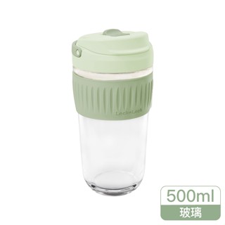 LocknLock樂扣樂扣 清新手提耐熱玻璃隨行杯(青草綠) 500ml【家樂福】