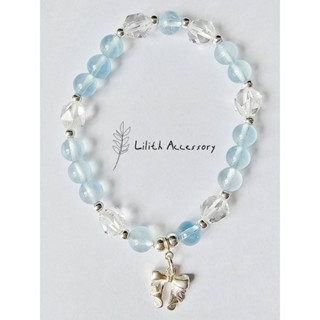 Lilith Accessory 海藍寶 聖馬利亞海藍寶 純銀 水晶 白水晶 蝴蝶結 手鍊 手環 禮物