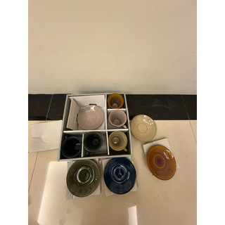 Sweet Dream 咖啡杯5盤5杯組 咖啡杯 茶杯水杯 盤子 陶瓷杯 五彩咖啡杯 復古杯 馬克杯/全新