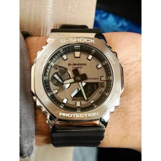 代購CASIO卡西歐G-SHOCK Gm2100 金屬金框 黑錶帶 手錶 石英 潮流 指標