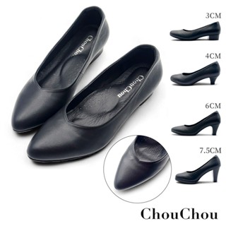 ChouChou 上班通勤真皮高跟鞋-尖頭桃口款 真皮跟鞋 真皮低跟鞋 面試鞋 全黑跟鞋 臺灣製造 尖頭跟鞋 桃口跟鞋