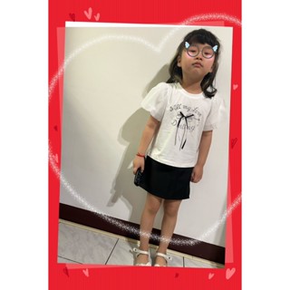 （204)Fei Fei🌻 2025春夏新款🌻 香水娜娜 20451 印花蝴蝶結泡泡袖上衣 90-140
