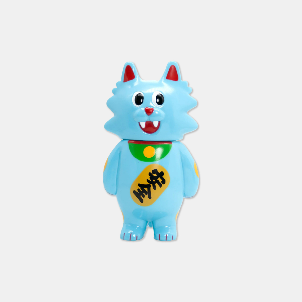 [Simon.co] Club Babo CB029 Flat Cat Blue Maneki 招財 安全 軟膠 公仔