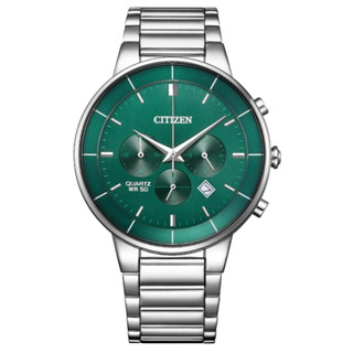 【CITIZEN星辰】簡約三眼綠面計時錶 白鋼-男錶(AN8220-52X)42mm