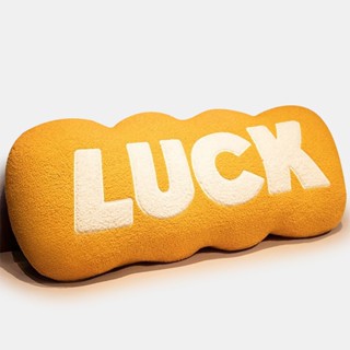 創意長條LUCK泰迪絨抱枕,大靠背墊,沙發護腰墊,枕頭毛絨玩具
