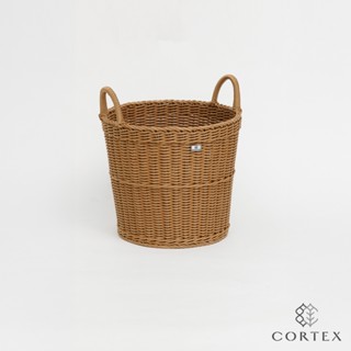 CORTEX 編織籃 仿藤籃 洗衣籃 圓型609 卡其色