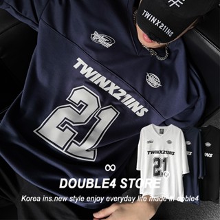 【DOUBLE4】球衣風 寬鬆 V領 TWINX21INS 挺版 剪裁 運動 休閒 男女 男裝 短袖 2508