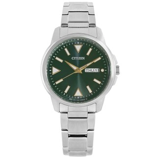 CITIZEN / 日本國內版 光動能 星期日期 防水100米 不鏽鋼手錶 綠色 / BM8180-71W / 37mm