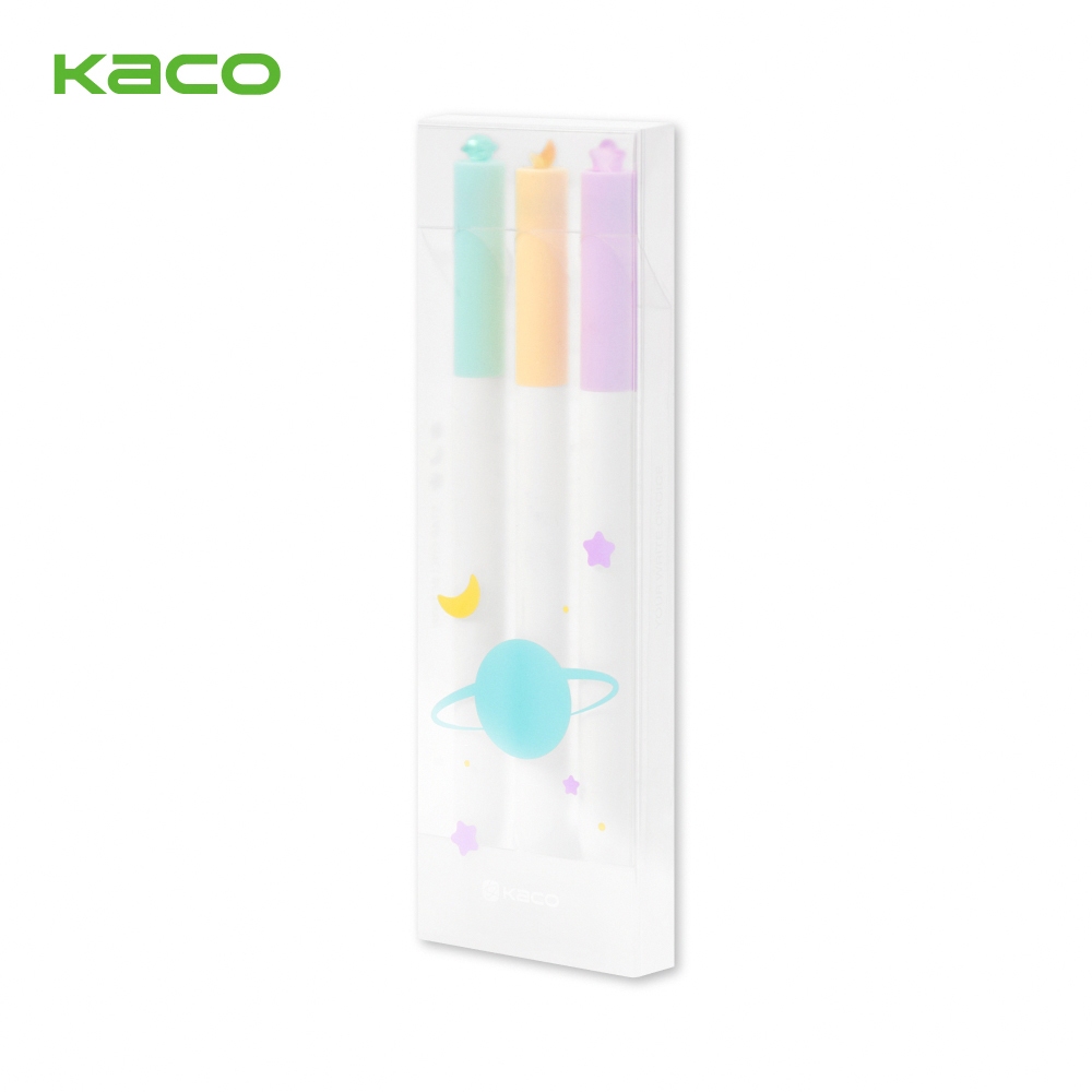 【KACO】FIRST PLANET 星月行星0.5黑色旋轉中性筆3入組 (台灣現貨) 黑筆 筆芯 立體造型 旋轉式