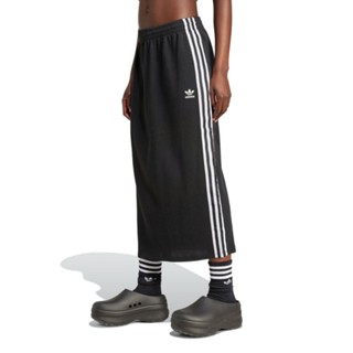 ADIDAS 長裙 KNITTED SKIRT 黑色 三葉草 針織 復古長裙 女 IY7279