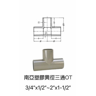 💧勝品水電材料💧南亞塑膠異徑三通T型接頭 3/4”x1/2”~2”x1-1/2”