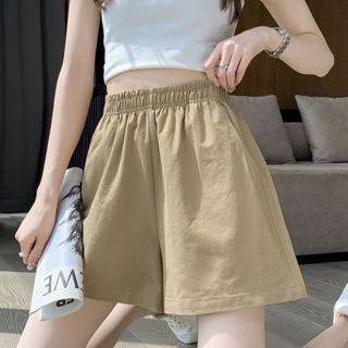 【現貨/快速出貨】夏季女裝 鬆緊腰休閒短褲 高腰短褲 工裝短褲 闊腿褲 運動褲睡褲 短褲女 工裝褲女 女生短褲 女生褲子