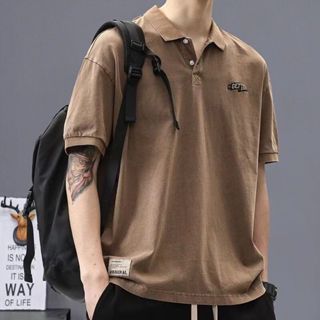 夏季大碼男裝襯衫 POLO衫高階感純棉翻領短袖t恤 潮牌寬鬆大碼簡約復古體恤 短T 衣服 休閑上衣