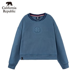 CALIFORNIA｜CR 灰藍印花大學TEE(女)