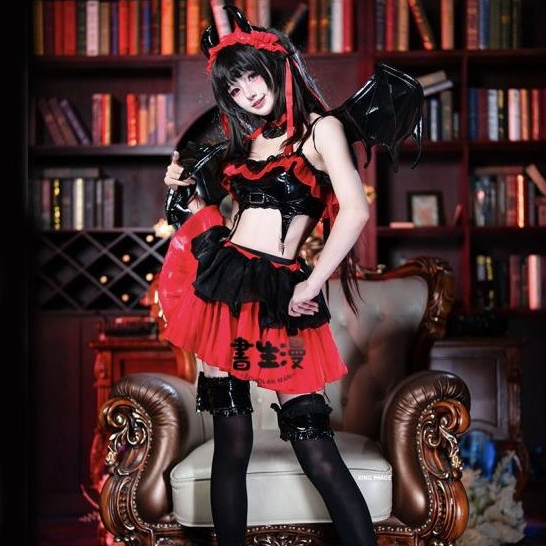 台灣出貨🎀 約會大作戰cos 時崎狂三cos服 小惡魔 時崎狂三cos 時崎狂三翅膀 時崎狂三 cosplay 角色扮演