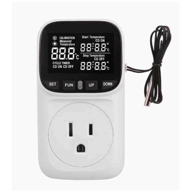 AC 110v 15A溫度控制器插座高精度數顯溫控器魚缸觸摸屏預設定時器開關