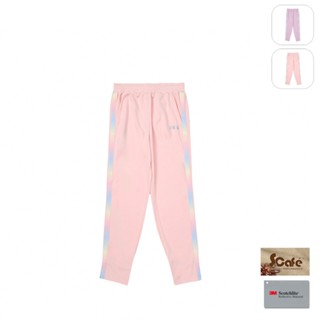 【FILA】KIDS 女童款 吸濕排汗 針織束口長褲-粉橘 5PNY-4312-LR