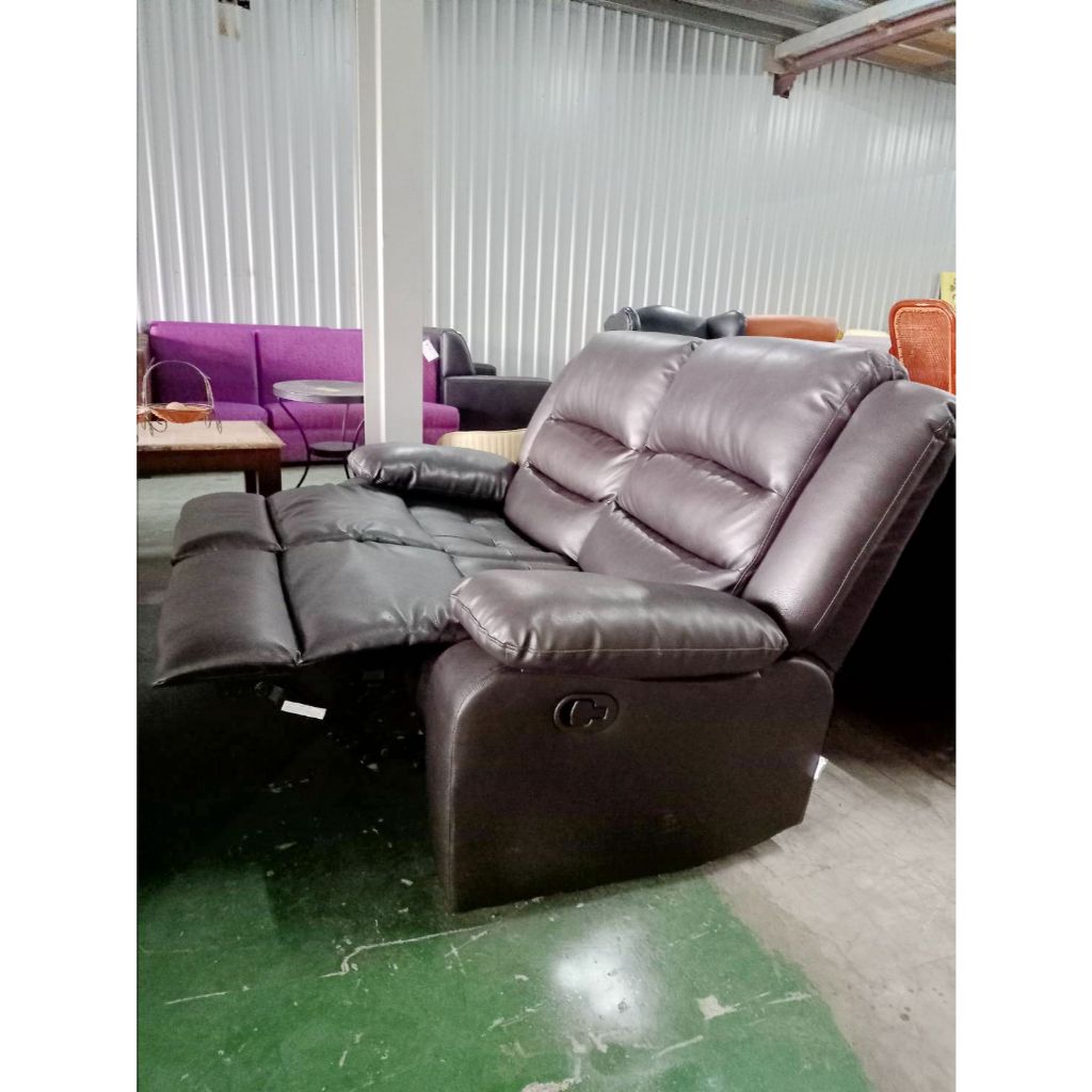二手家具全省估價(集穎全新/二手家具)--【生活工場】優雅舒適功能設計2人座皮沙發 手動躺椅 SO-4021608