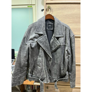 ZARA 真皮 皮衣 水牛皮 寬鬆皮衣 騎士皮衣 男 夾克 Oversized L