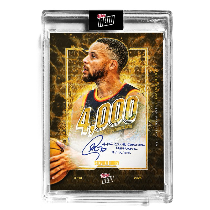 現貨 topps now 4000顆三分 第一人 steph curry 正版 爭取親簽 可以抽Curry 正版簽名卡
