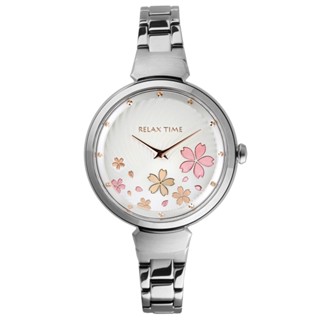 RELAX TIME 櫻花系列 藍寶石水晶玻璃鏡面 氣質小資女 石英指標錶 RT-66-6