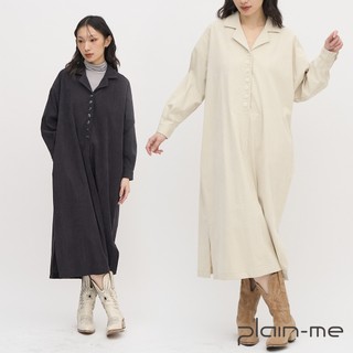 plain-me [SAAKO 半開襟] 連身裙 洋裝 燈心絨 長袖 長裙 [SAA5024-251]