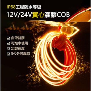 COB灌膠防水燈條 12V/24V矽膠燈帶 室外庭院戶外氛圍水下燈帶 泳池魚池樓梯臺階 灌膠IP68 水下泡水COB燈帶