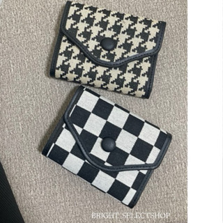 𝑩𝑹𝑰𝑮𝑯𝑻 24H出貨🚚韓系棋盤格錢包短款復古帆布格子多卡零錢夾