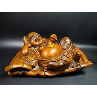 早期高階木雕 - 彌勒佛牛樟木雕#87（木雕/藝術/古董/擺件/收藏/展示/佛像/神像/元寶/布袋)