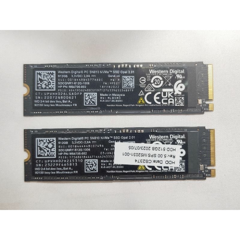 [二手] WD 512G SSD M.2 GEN4 黑標電競SN810、GEN3 SN530、SN520

