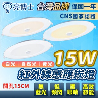 隔日到貨 亮博士 15W LED 感應崁燈 超薄 led 坎燈 15cm 15 公分崁燈 天花板 感應燈 天花板感應