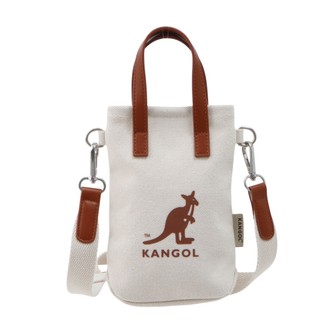 KANGOL 米白 帆布 皮革 小側包 6525170801