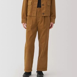 (全新)🇯🇵MUJI 無印良品 女吉貝木棉混燈芯絨打褶褲*駝色S#換季先買起來