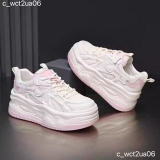 💘特惠新品【增高8公分】老爹鞋真皮網麵透氣運動鞋女秋季新款小個子厚底增高小白鞋休閒鞋