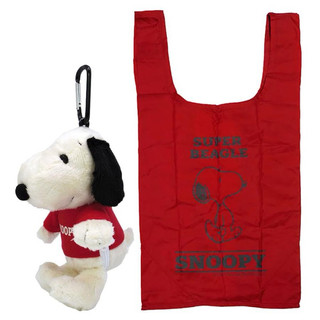日本正版 2024 Snoopy 史努比 史奴比 環保袋 購物袋 手提袋 萬用袋 收納袋 附登山扣 包包吊飾 娃娃吊飾