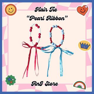 RnJ Hair Tie Pearl Ribbon Ikat Rambut 髮帶 髮帶珍珠絲帶 配件