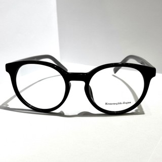 Ermenegildo Zegna 經典黑灰圓框眼鏡 鏡腳立體LOGO設計 光學鏡框 EZ5024-F 005