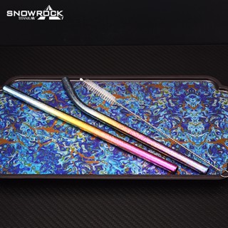 Snow rock 冰花彩鈦吸管 家用戶外露營 咖啡吸管 杯用吸管