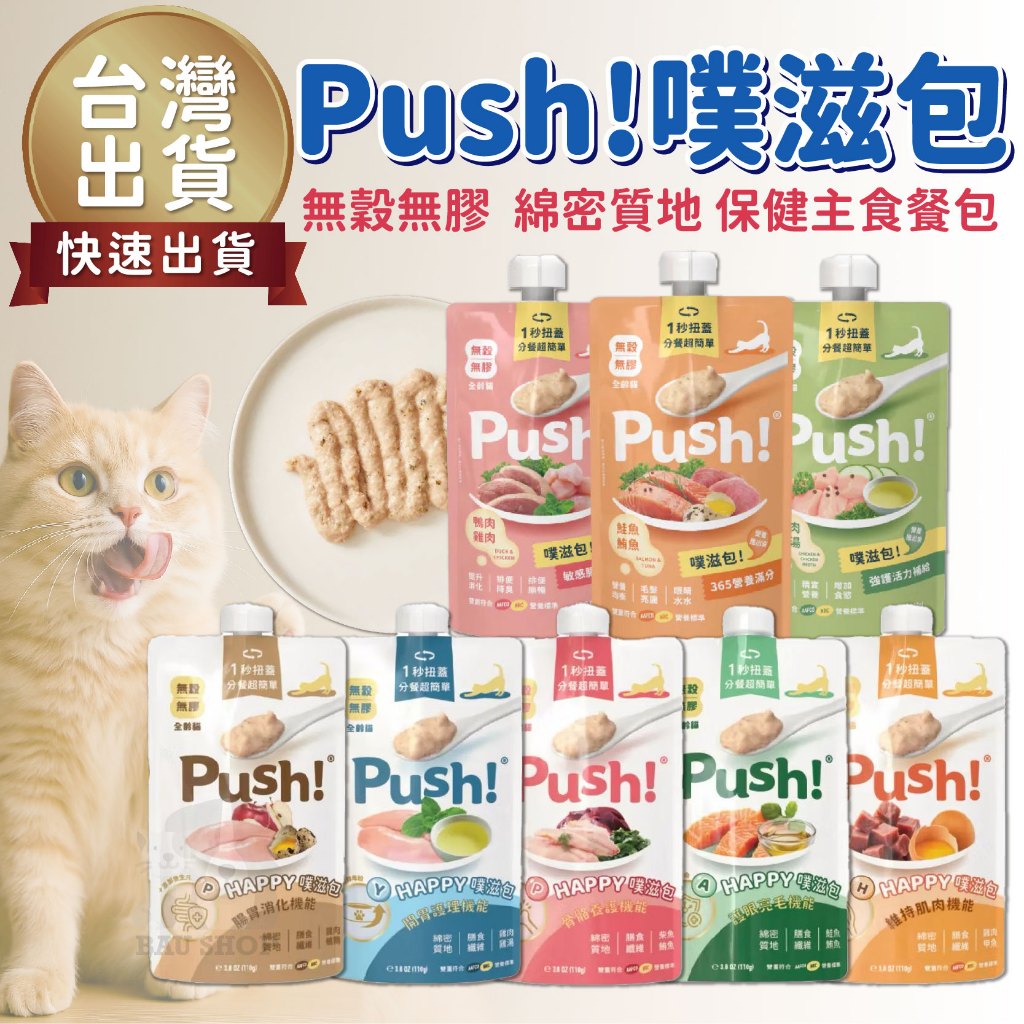 【台灣出貨 免運】Push! 噗滋包 貓主食餐包 110g 主食肉泥 貓主食 貓餐包 保健貓餐包 貓主食餐包
