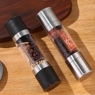 雙向手動研磨器雙頭不鏽鋼花椒胡椒瓶多功能研磨瓶磨粉器陶瓷磨芯粗細可調節香料佐料快速研磨罐胡椒磨廚房用品