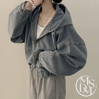 【MDMS】寬鬆復古水洗牛仔 連帽外套 (2colors) 經典百搭 輕便耐穿 隨性街頭風 休閒氣質 短款外套 W068
