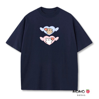 【MOMO】純棉 t恤 情侶t恤 線條小狗衣服 可愛狗狗t恤 oversize 團服 班服 寬鬆t恤 大尺碼短袖厚磅棉踢
