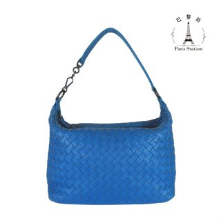 【巴黎站二手名牌專賣店】＊現貨＊BOTTEGA VENETA BV＊經典編織藍皮革拉鍊肩揹包 和尚包 手提包