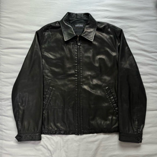 GIORGIO ARMANI Leather Jacket 小羊皮拉鍊翻領夾克 皮衣外套
