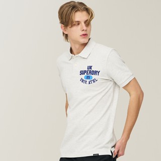 【Superdry】韓版 男款 POLO衫 短POLO Athletics Felt 淺灰