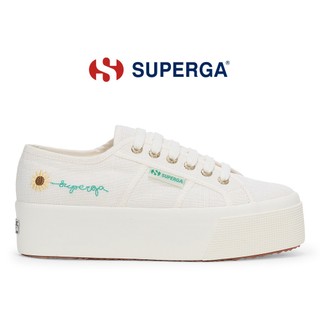 SUPERGA 女鞋 休閒鞋 厚底鞋 2790 經典系列 向日葵 刺繡 增高4cm 米白 S71513W-A03